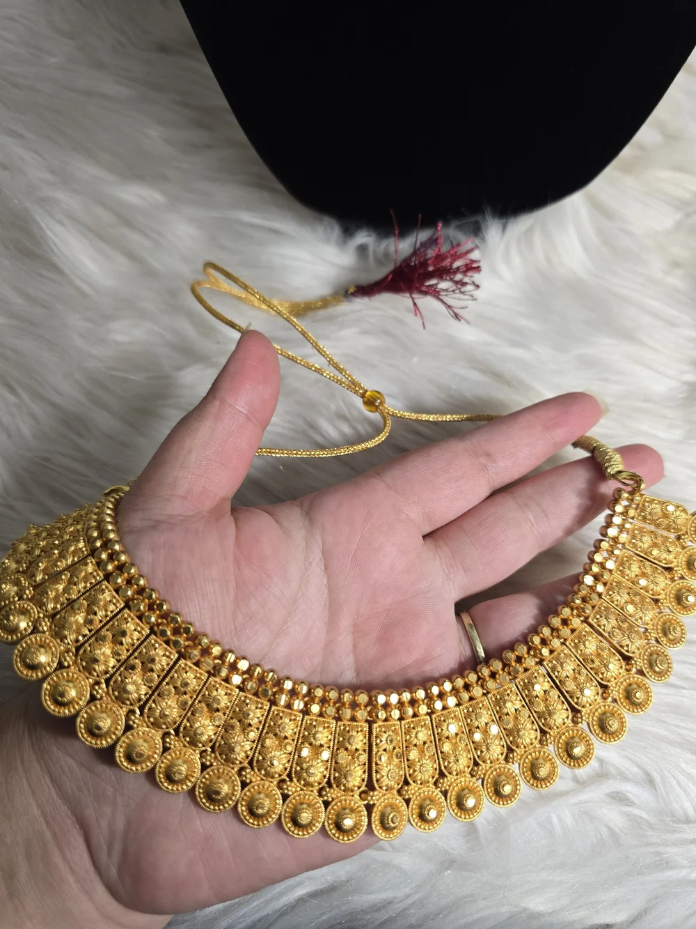 Gold-Tone Traditional Collar Necklace & Jhumka Earrings Set